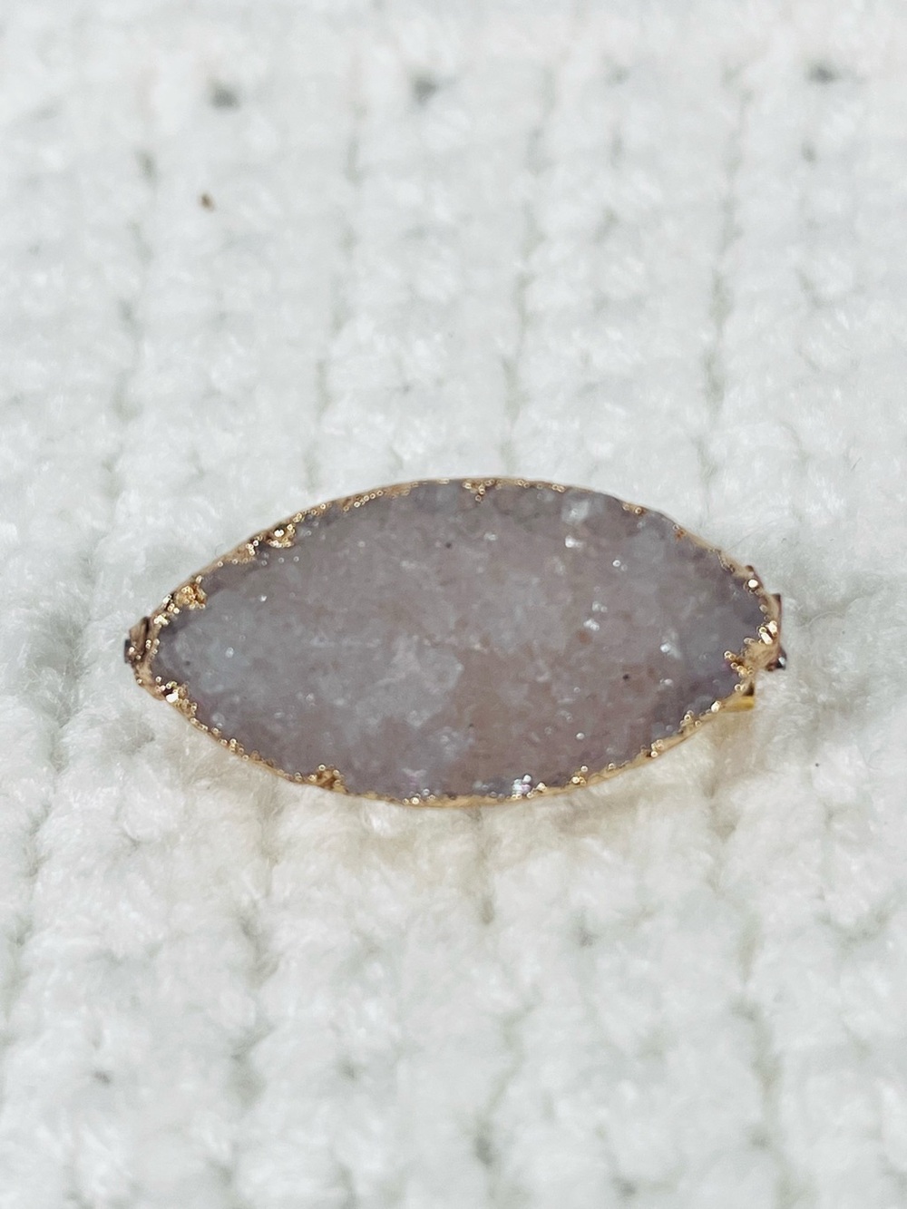 Grayish Pink Druzy Oval Brooch